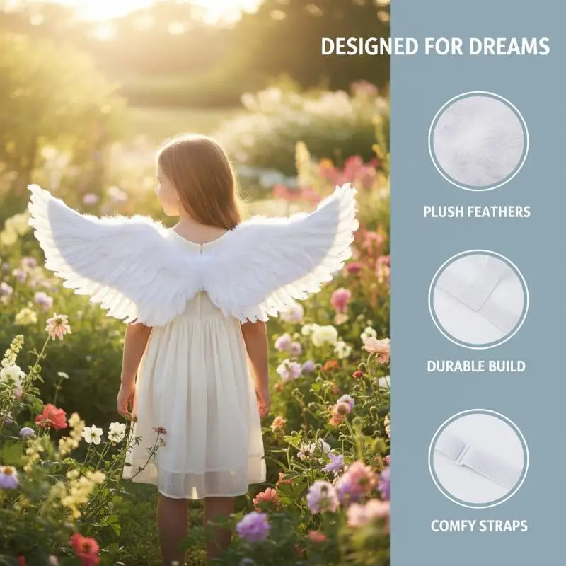 Swallow Shape White Angel Wings Elastic Straps Kids Party Cosplay Qme