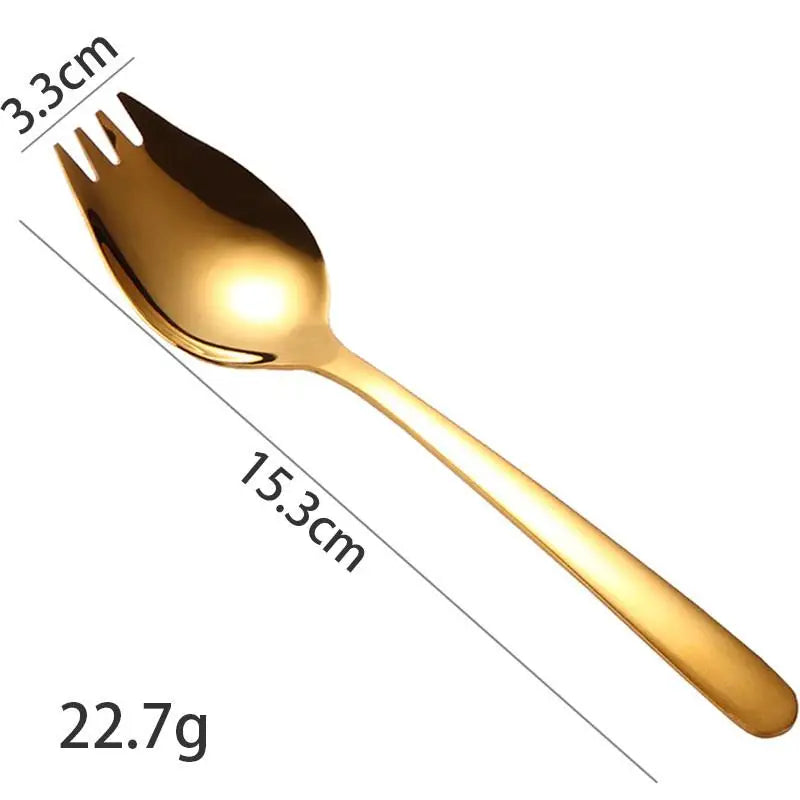 Household Salad Spoon Fruit Fork Soup Portable Cutlery Stainless Qme A2