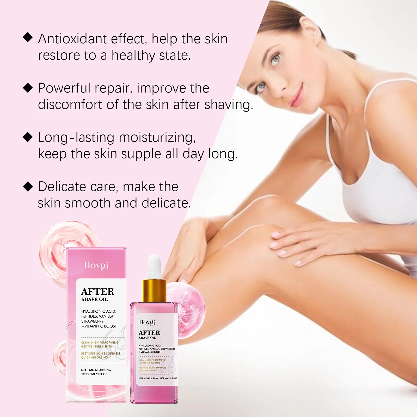 Strawberry Vanilla After Shave Oil for Smooth Skin Moisturizing Soothing Depilation Essential Oil Prevent Ingrown Hairs & Drynes Qme