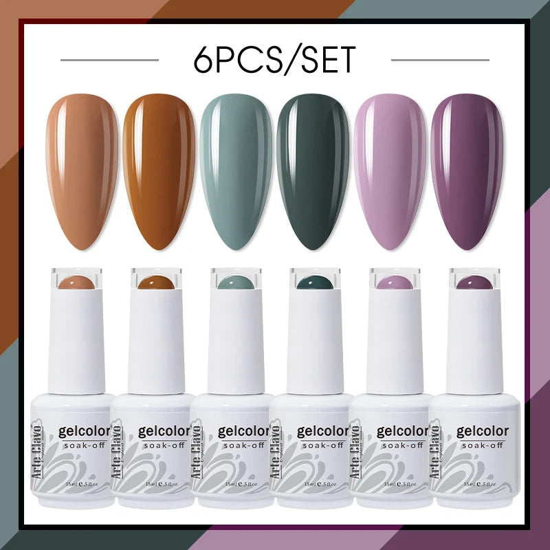 Arte Clavo Glitter Semi Permanent Nail Art LED UV Gel Polish Sparkly Qme AC-ZBZH27-6B