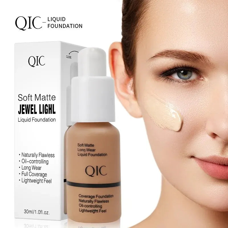 Liquid Foundation Concealer Face Naturally Flawless Matte Oil-Control Waterproof Long Lasting Foundation 30ml 5 Colors Optional Qme