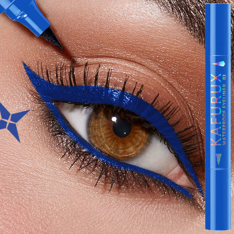 3 Colors Double Head Star Seal Eyeliner Waterproof Stamp Pen Black Qme