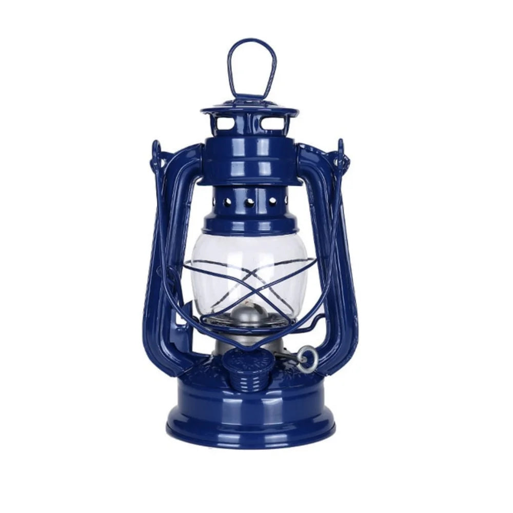 Retro Outdoor Camping Lamp Portable Lantern Bronze Colored Oil Qme one size Dark Blue