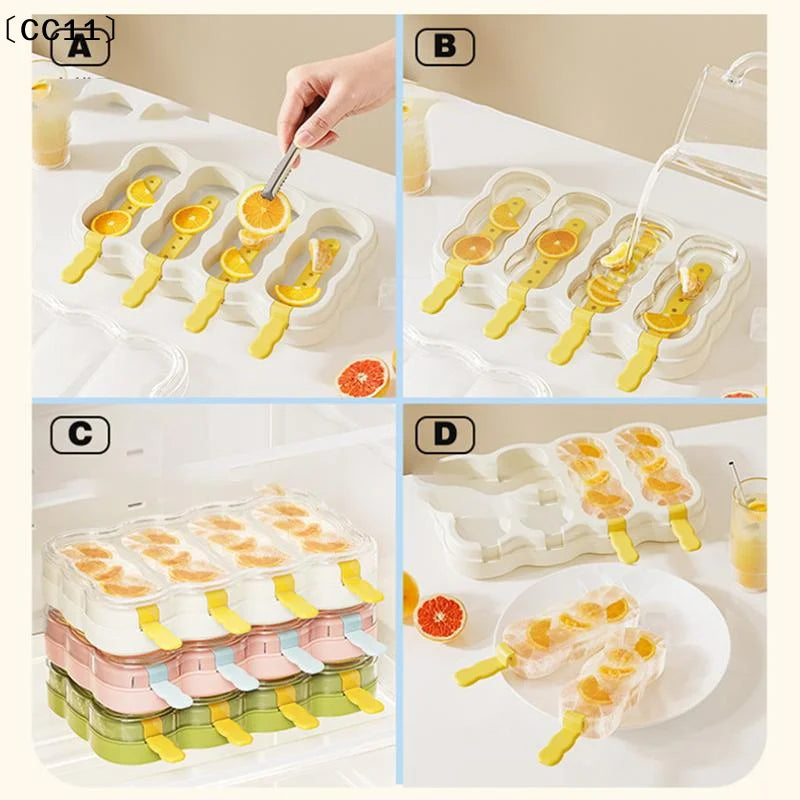 Silicone Ice Cream Molds Home Use Children Making Popsicles Cubes Qme