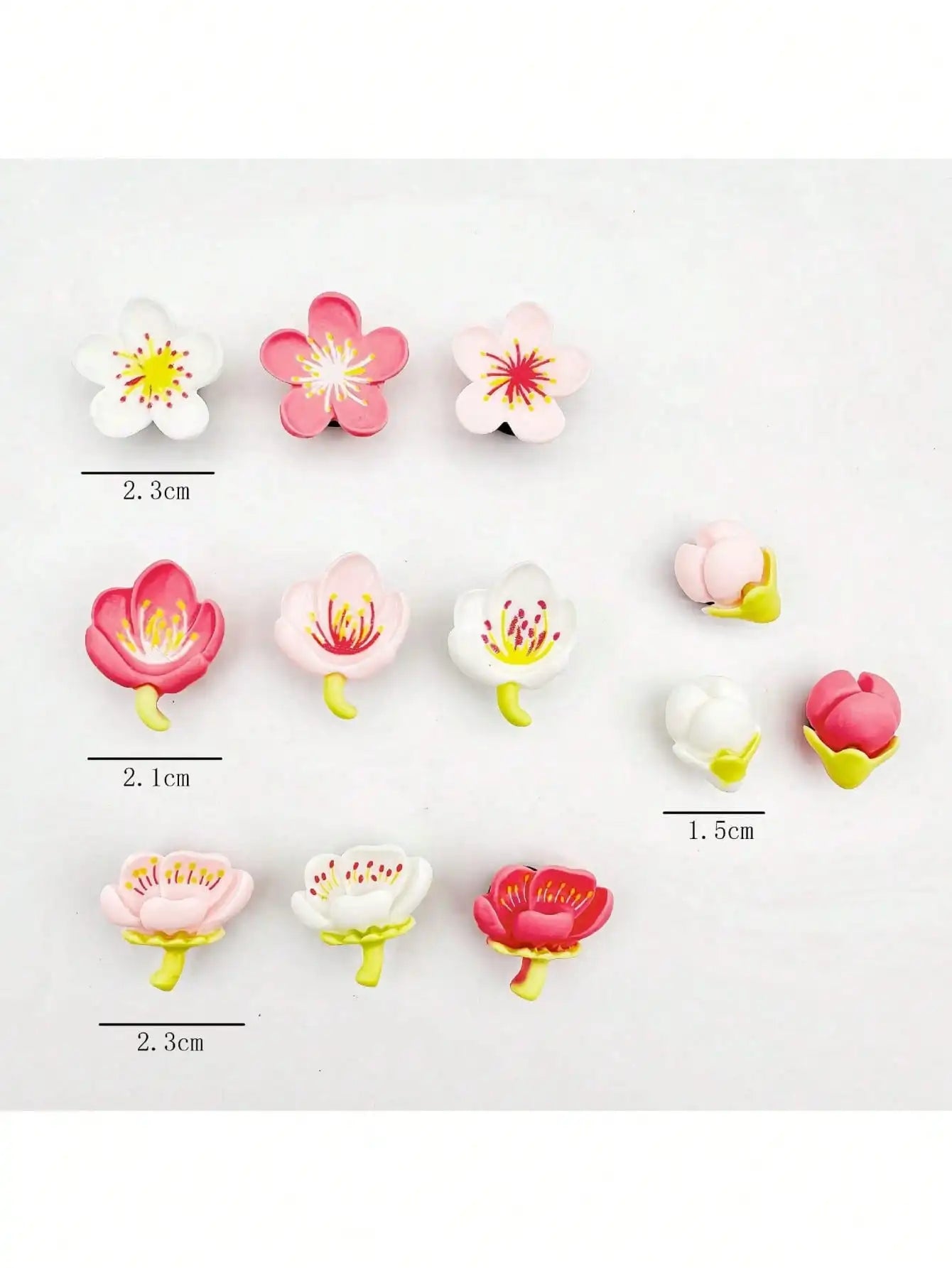 Fashion Pink Flower Cartoon Shoe Decoration Charms Detachable Plastic Qme 12pcs