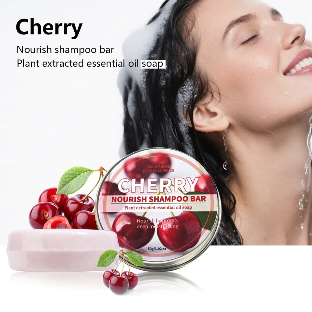 Cherry Fruit Essence Shampoo Bar Plant Extract Moisturizing Qme 60g