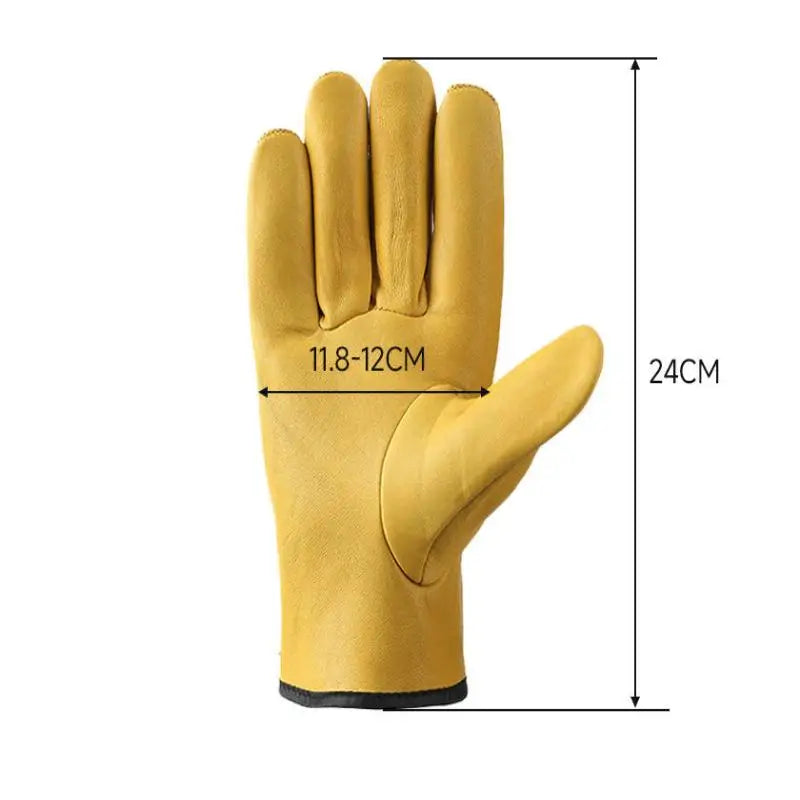 1 Pair Sheepskin Leather Gloves Heavy Duty Protective Work Welding Qme