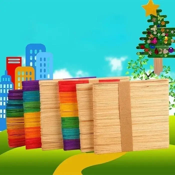 50 Pcs/Lot Colored Wooden Sticks Natural Wood Ice Cream Sticks Kids DIY Tool Qme