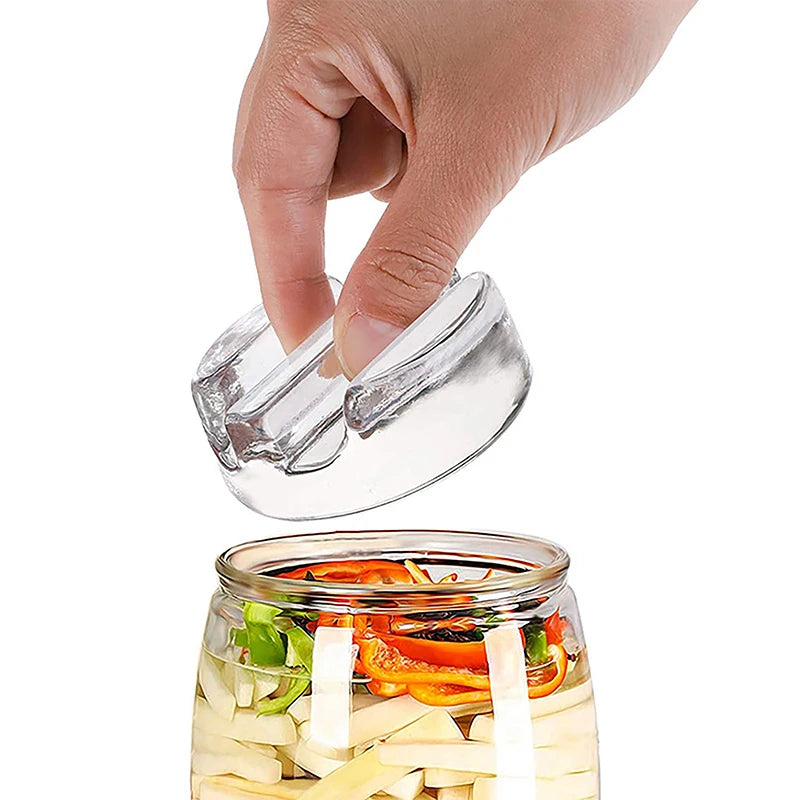 Fermentation Glass Weight with Easy Grip Handle Heavy Glass Fermenting Lid for Jar Pickle Pickling Crock Kimchi Qme