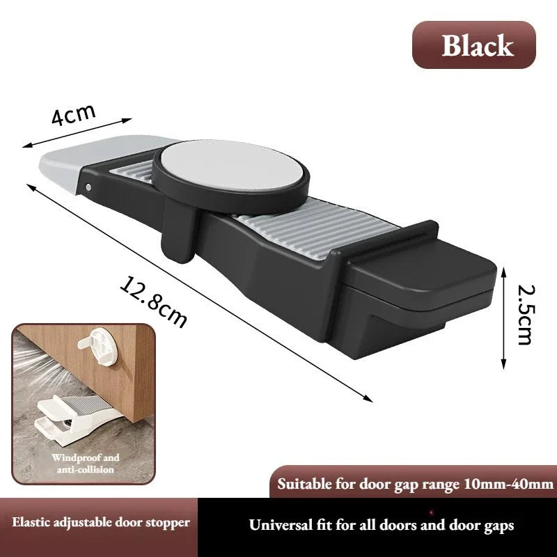 Adjustable Height Door Stopper Wedge Non-slip Rubber Home Office Qme Black