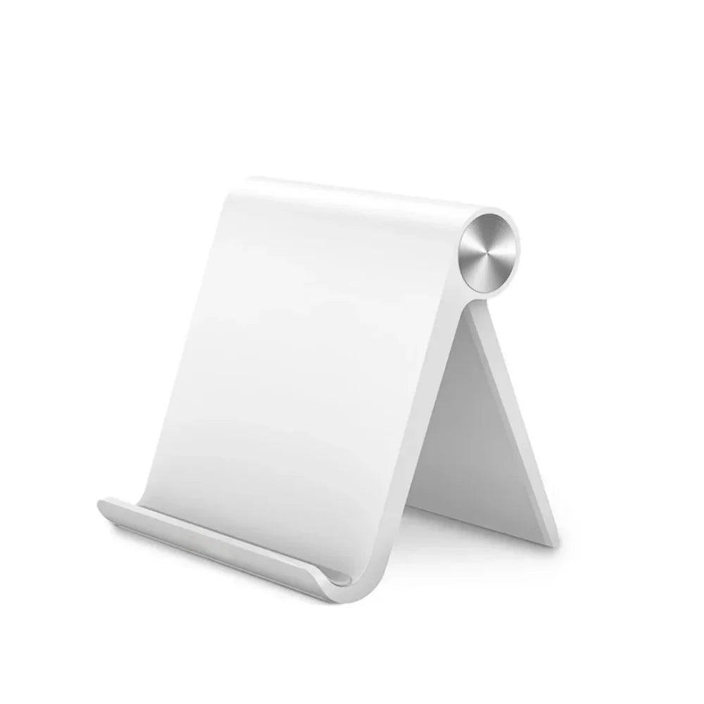Cell Phone Desktop Mount Holder Universal Lazy Bracket Foldable Desk Phone Tablet Stand for iPhone Samsung Xiaomi Huawei Tablet Qme WHITE