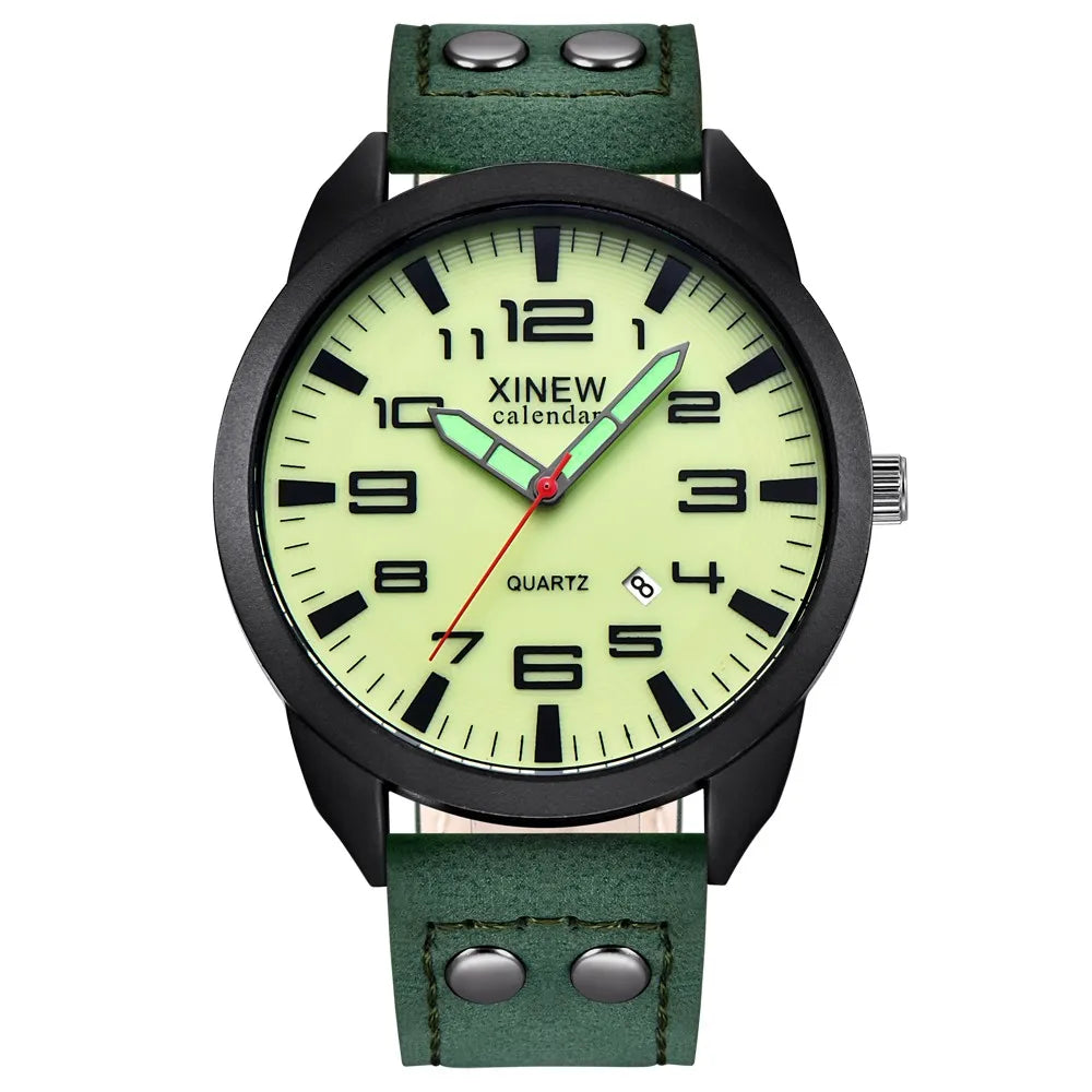 Men’s Luxury Fashion Casual Business Luminous Waterproof Alloy Leather Strap Quartz Watch Simple Basics Round Dial Reloj Hombre Qme D No