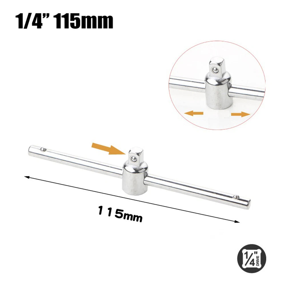 Repair Tool Sliding Rod 1/4 3/8 1/2 Chrome Vanadium Steel Extension Silver Slide Bar Socket Adapter Sliding Rod Qme