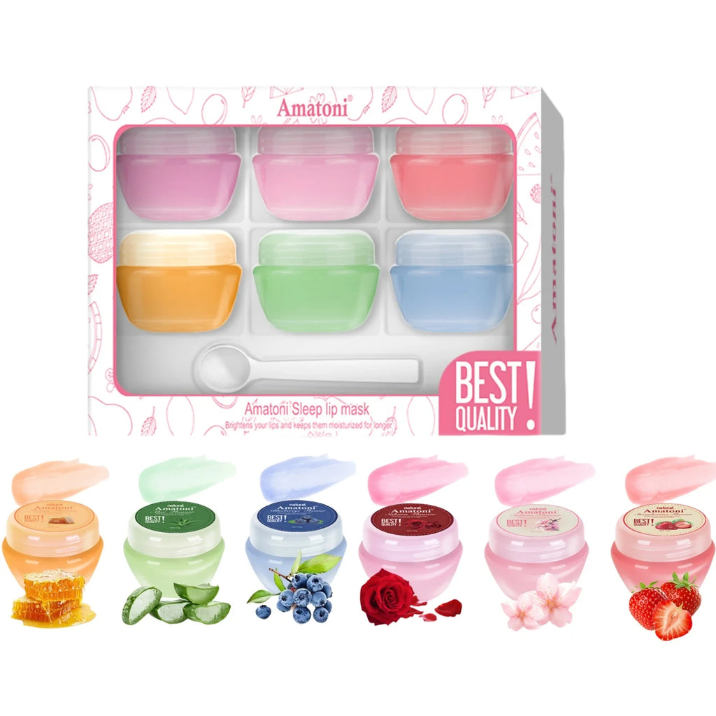 Sleeping Lip Mask Gift Box 10g×6PCS Lip Balm Set Moisturizes Lips, Smoothes, and Is a Universal in the Morning and Evening Qme
