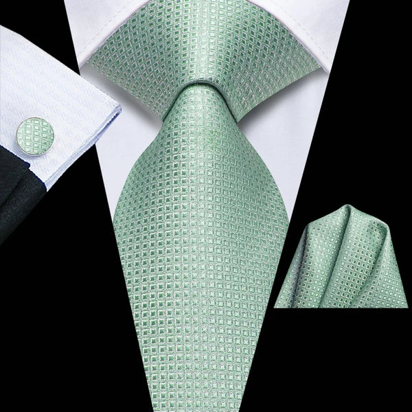 Professional Mens 3-Piece Suit Set: Necktie, Pocket Square & Cufflinks, Classic Design for Wedding Qme DPTH-LDSN3784