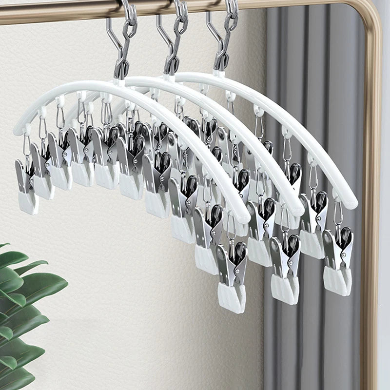 Underwear Socks Holder Stainless Steel Clothes Drying Hanger Metal Qme White