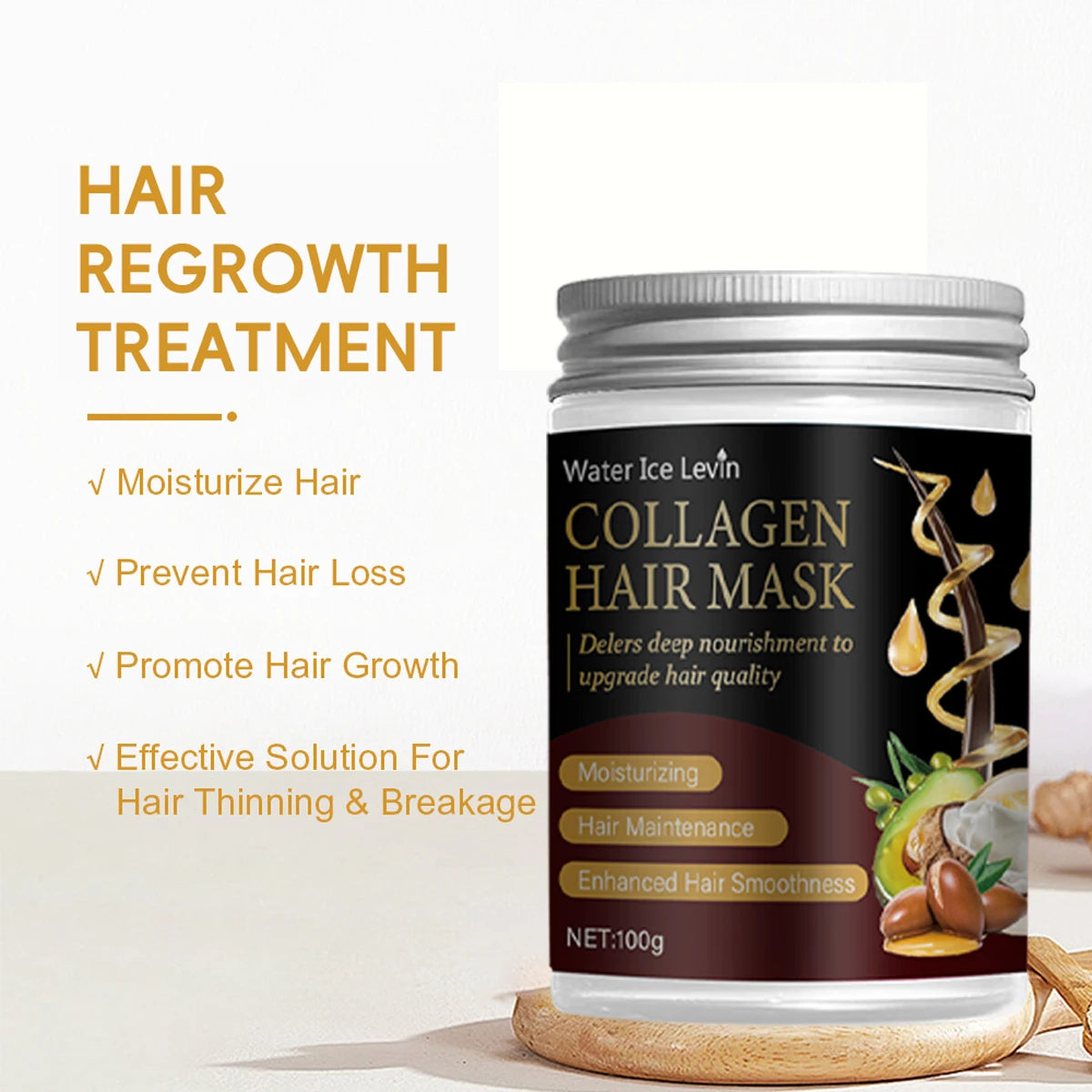 Collagen Hair Mask with Argan & Coconut Oil - Deep Nourishment for Enhanced Smoothness & Moisture. For Men & Women Qme