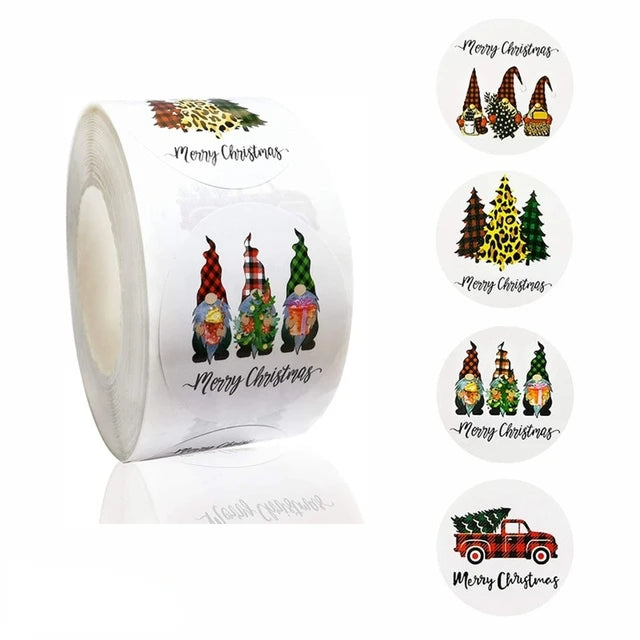 Merry Christmas Stickers Self-adhesive Christmas Tree Santa Claus Seal Labels Holiday Stickers For Gift Sealing Christmas Decor Qme