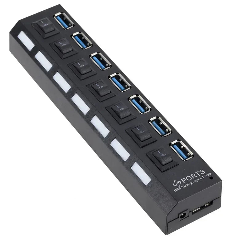 1pcs7-Port USB 3.0 Hub - High-Speed Data Transfer, Expand Ports Effortlessly, Plug & Play for Computers & Devices Qme