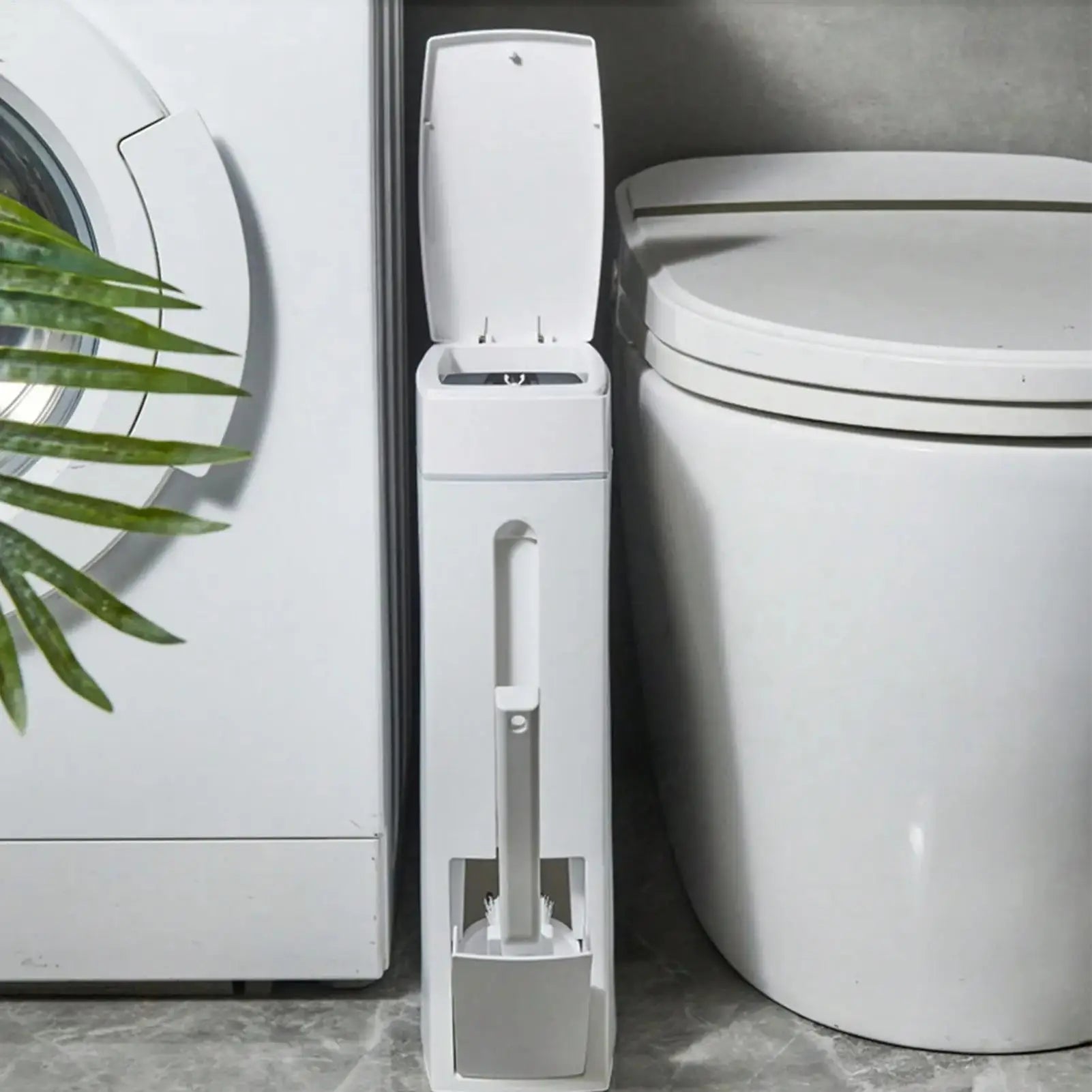 Trash Can Bathroom Trash Can Toilet Brush Combo Save Space Small Trash Can Lid Bathroom Accessories Narrow Garbage Can Qme