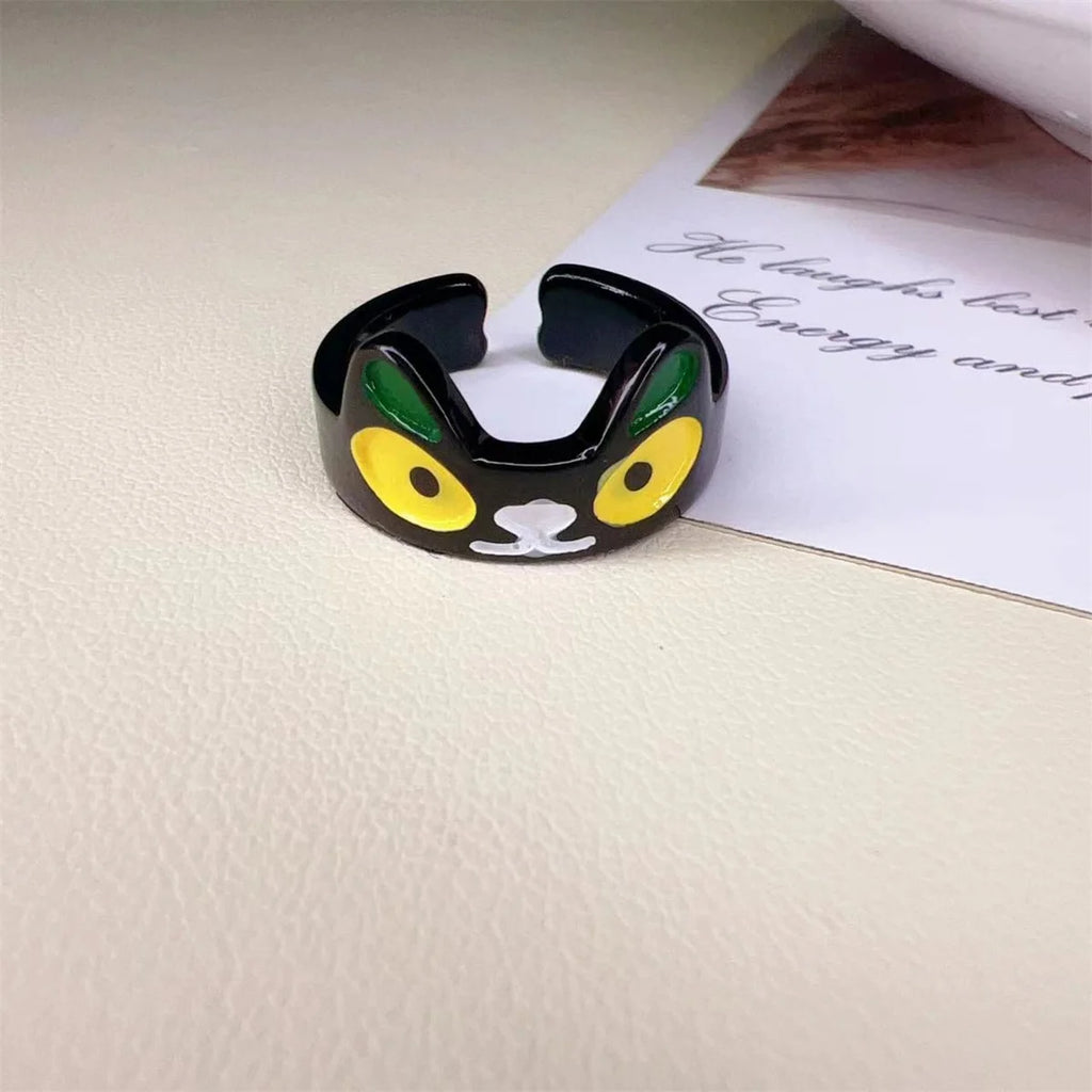 Cute Cartoon Cat Ring Aesthetic 3D Resin Ring Women Jewelry Gift Girls Hip Hop Women Men Birthday Gothic Halloween Rings Women Qme 1 Size 7