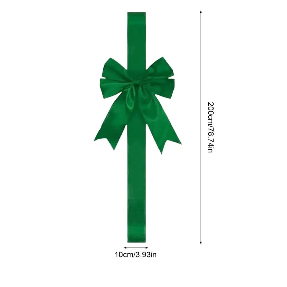 Christmas Bows Reusable Party Decorations Christmas Cabinet Door Red Ribbons Festival Bows for Entryways Walls Fences Trees Car Qme Green 200x10cm