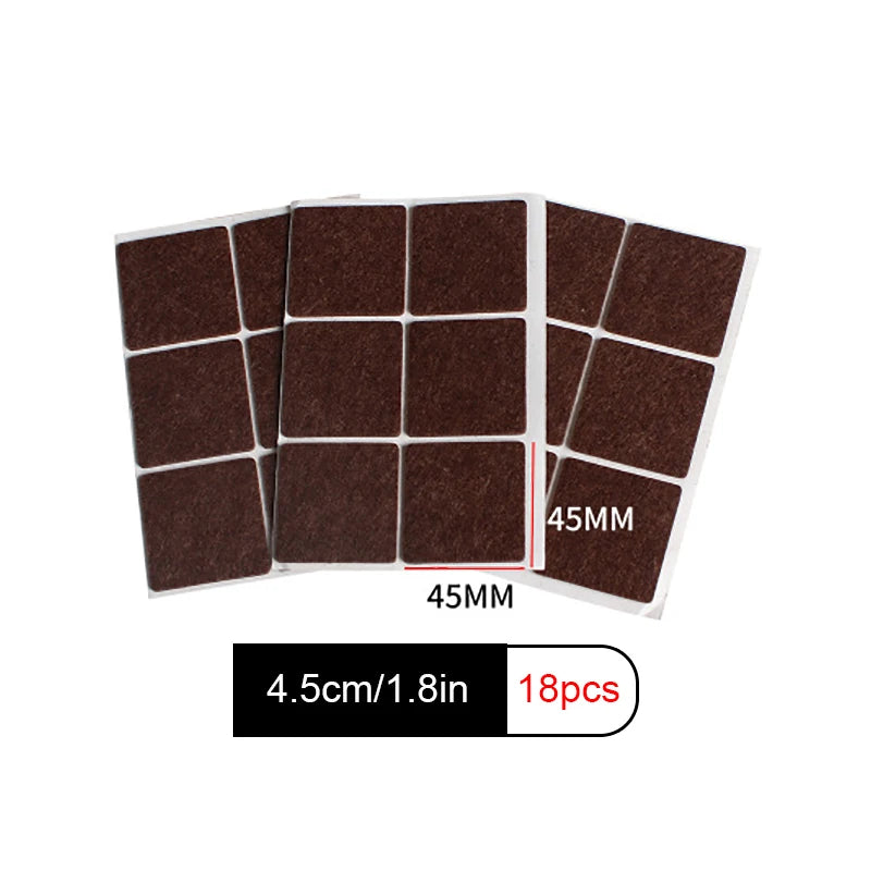 3-72PCS Felt Chair Leg Pads Round Square Floor Protector Self Adhesive Furniture Pads Mute Bumper Pad Home Furniture Feet Mat Qme B-18PCS Brown