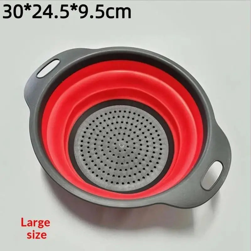 Silicone Folding Drainer Basket Fruit Vegetable Foldable Colander Qme A10