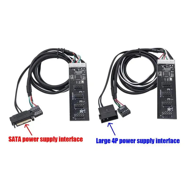 USB Adapter 9Pin Male Quad Splitter 8 Port USB20 HUB Riser Card Qme