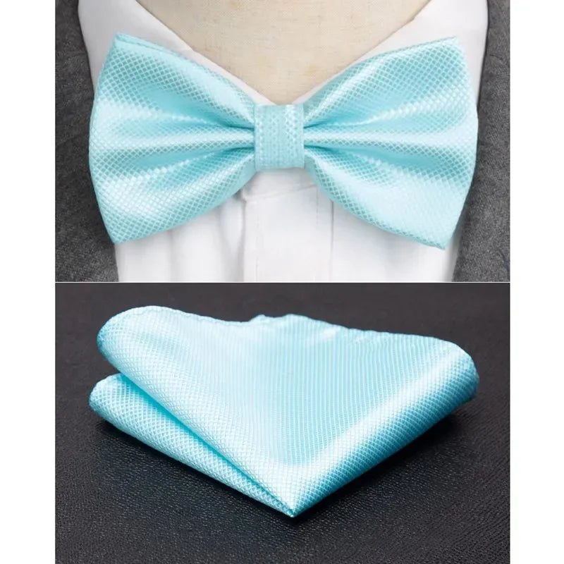 Men Bowtie Cravat Set Solid Fashion Butterfly Party Wedding Bow Ties Girls Formal Dress Tie Mens Bowknot Fashion Accessories Qme Cyan