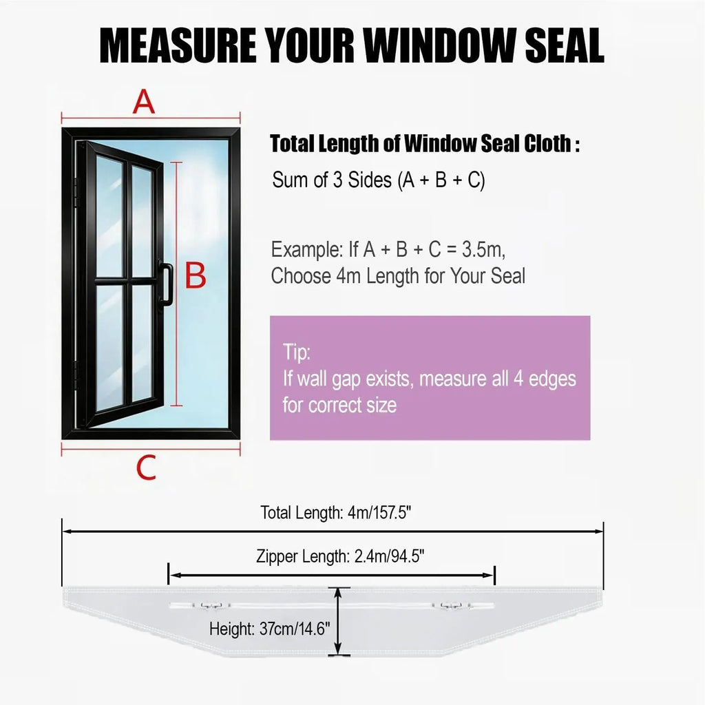 Air Conditioner Window Seal HVAC Vent Blocker Set With Zip Air Conditioner Vent Sealing Kit For Home Bedroom Apartment Dormitory Qme