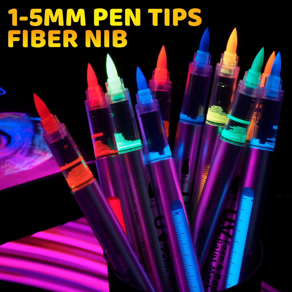 10 Colors UV Glow Face Body Paint Markers Neon Dark Under Black Light Qme