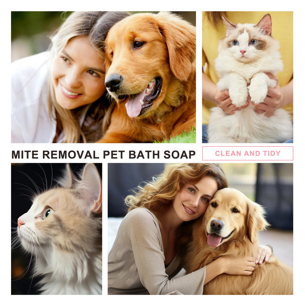 Pet Soap Dogs Hair Softening Flea Lice Insect Killer Cats Mite Removal Itching Relieve Skin Treatment Moisturizing Pet Shampoo Qme