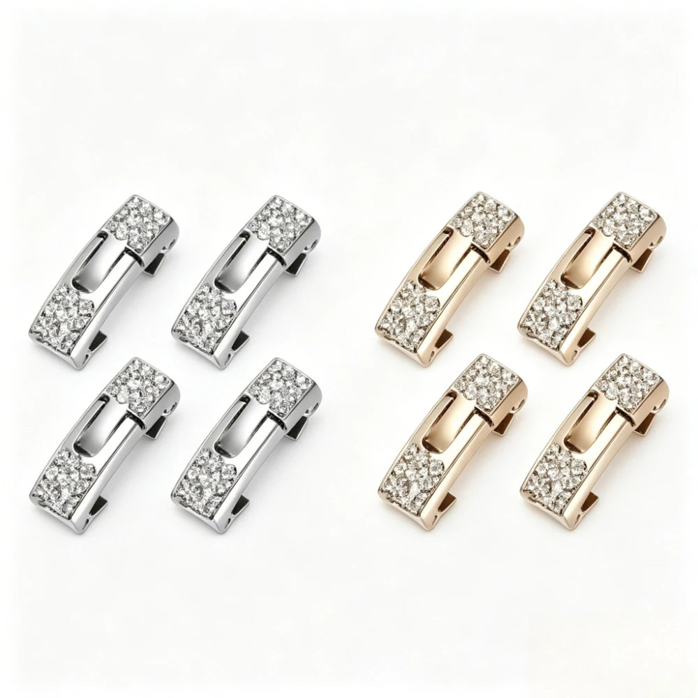 Tieless Shoelace Buckle,Bling Diamond No Tie Shoe Lace Locks,Golden Sliver Metal Shoelace Connector for Athletic Running Sneaker Qme Golden 2 Silvery 2