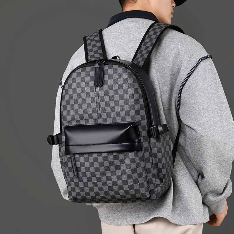 Business Trend Plaid Backpack Versatile Casual Men's Commuter Qme