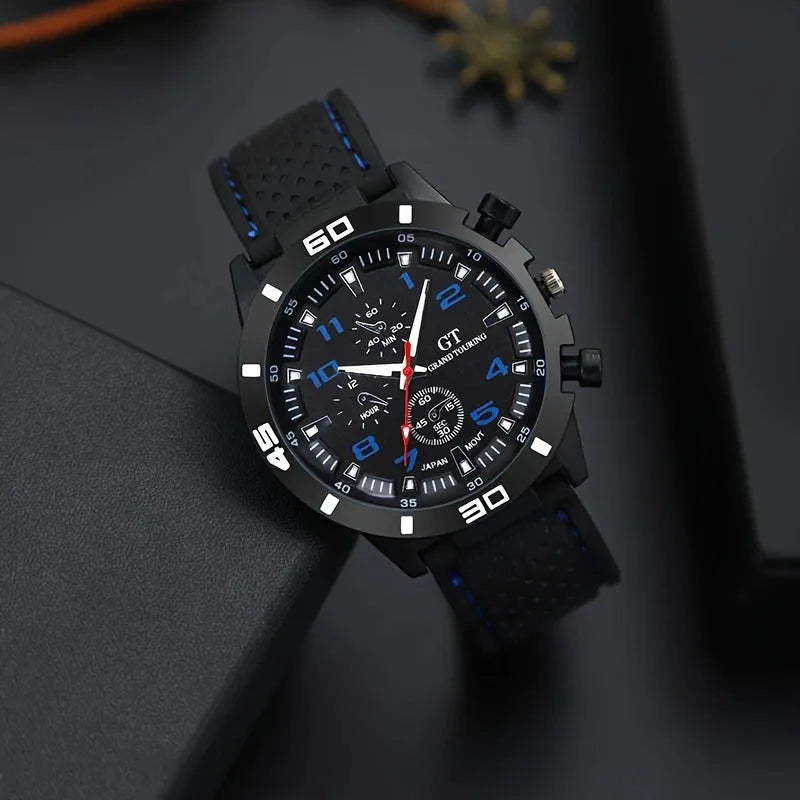 5 pieces of men's quartz watch set, perfect as a Christmas gift Qme