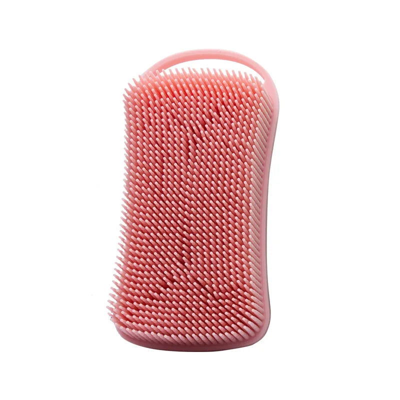 Double Sided Silicone Shower Brush 2 In 1 Exfoliating Body Brush Multi-Function Skin Cleaning Silicone Bath Brush Massage Brush Qme Pink 1 pcs China Mainland