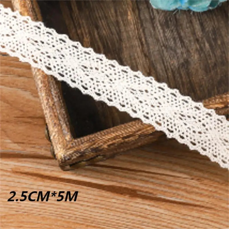 5Meter Roll White Cotton Embroidered Lace Net Ribbons Fabric Trim DIY Decorate Sewing Handmade Craft Materials Bow Qme 2.5cm x 5m A