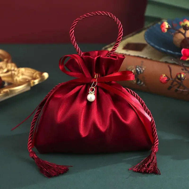 Velvet Gift Bag Wedding Party Velvet Candy Box Gift Bags for Wedding Gift Small Gold Drawstring Gift Candy Pouches New Qme 3PCS wine red