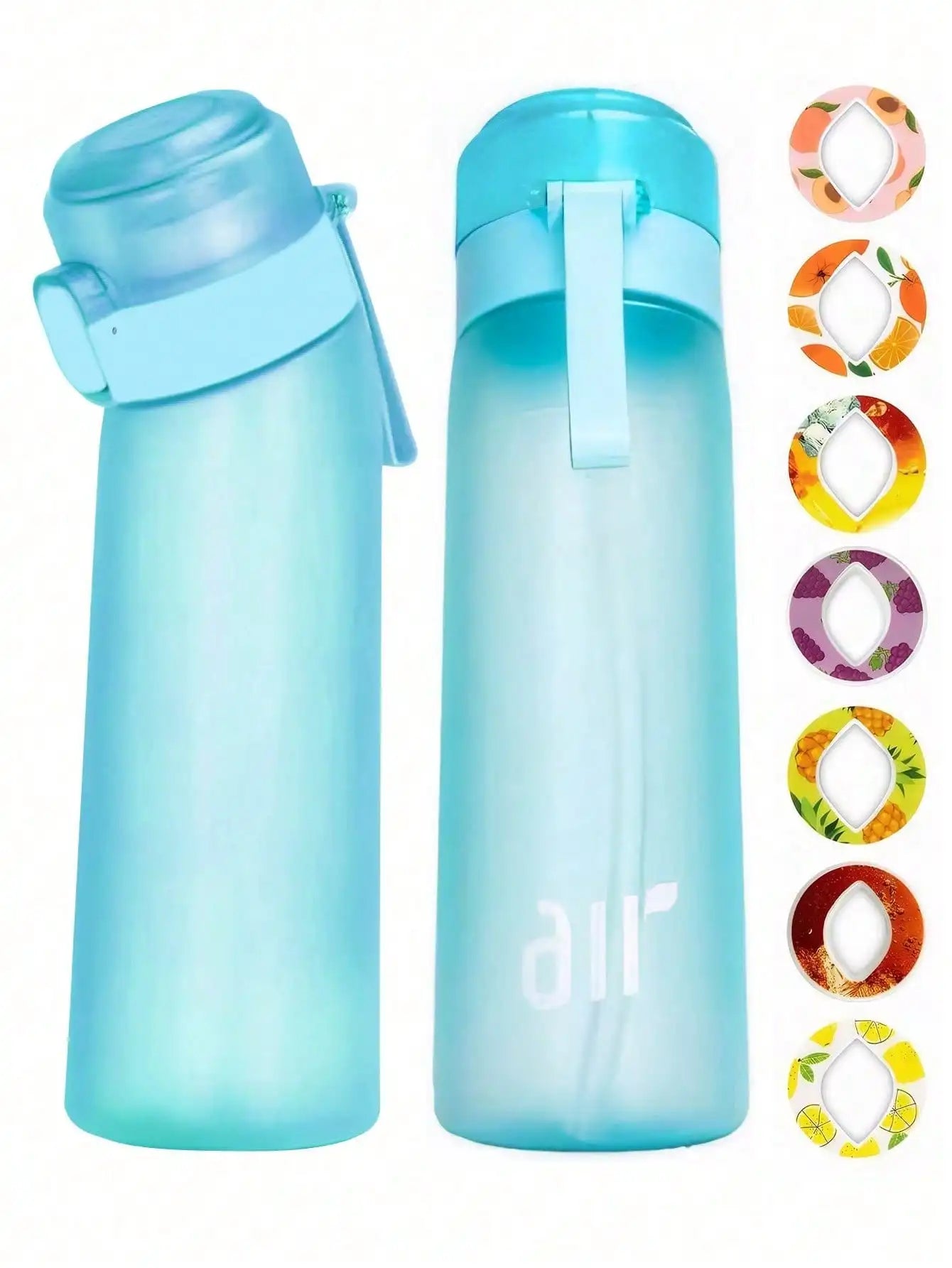 Portable Sports Traw Water Bottle Equipped 0 Sugar Calorie Random Qme SKY BLUE 0.8L