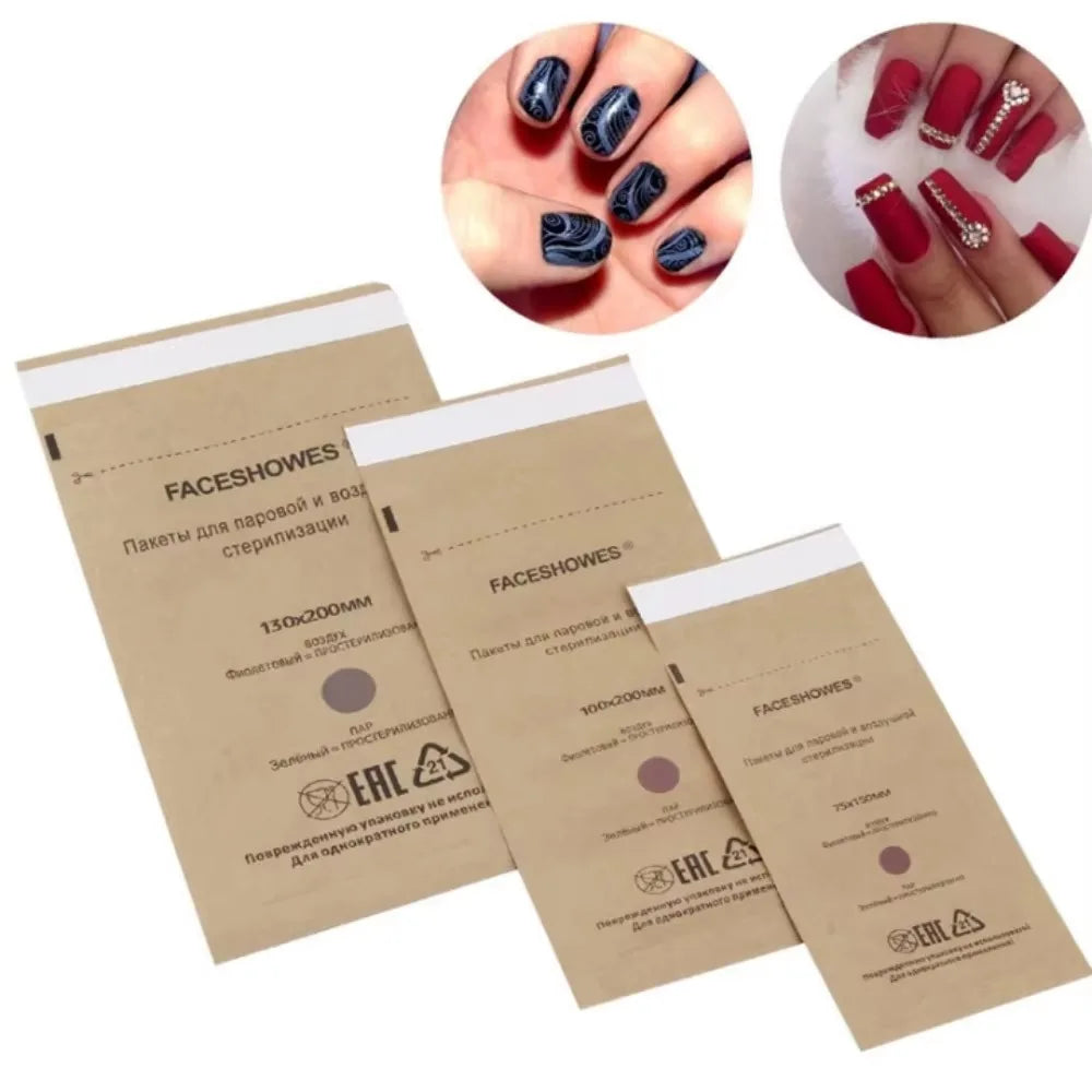 Nail Sterilizer Manicure Kraft Bags Art Clean Bag Sterilization Qme