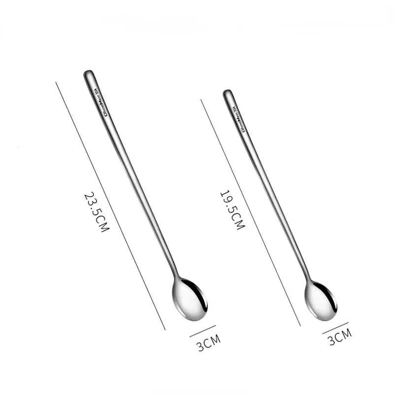 Stainless Steel Long Handled Spoon Teaspoon Coffee Stirring Spoon Ice Cream Honey Dessert Spoon Kitchen Tableware Qme