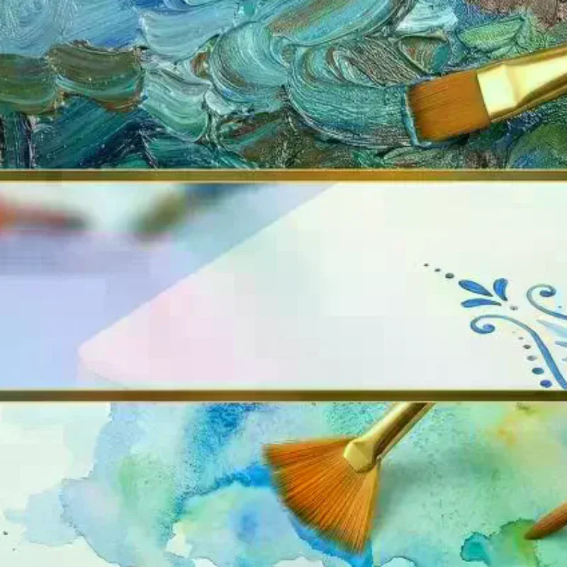 Nylon Bristle Brush Flat Brushes Watercolor Oil Paint Artists Amateur Qme
