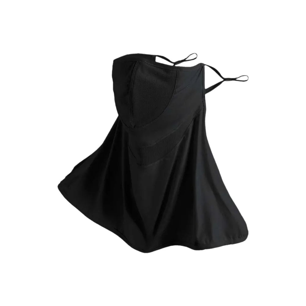 Outdoor Work Ice Silk Neck Sunscreen Mask Thin Solid Color Face Sun Protection Elastic Lightweight Breathable Sunshade Mask Men Qme Black