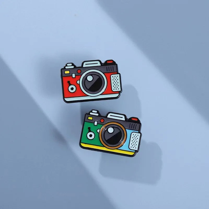 Funny Retro Camera Enamel Pin Cartoon Lapel Backpack Badge Jewelry Gift Kid Personalized Photo Color Brooch Friends Wholesale Qme