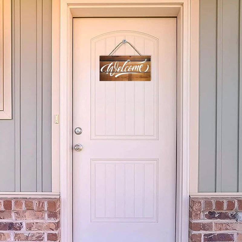 Rustic Welcome Wall Hanging Decor Wood Art Plaques Sign Door Sign for Home Living Room Decor Qme
