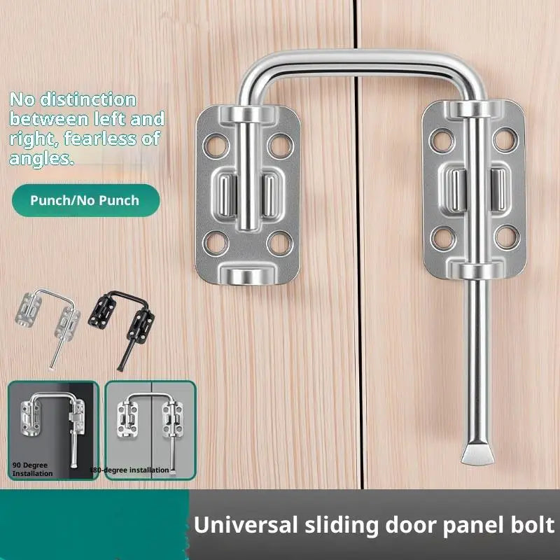 Stainless Steel 90 180 Door Latch Punch-free Buckle Anti-theft Spring Qme