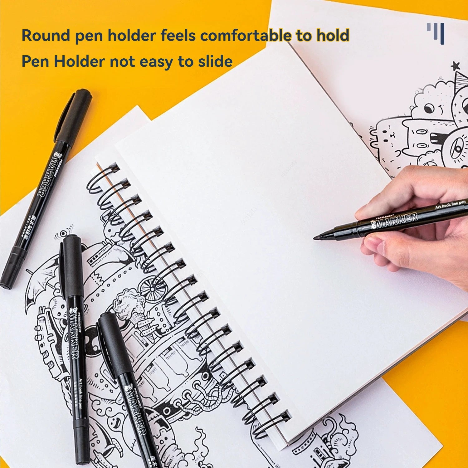 6/12PCS Black Permanent Markers Pens Manga Double Sided Colored Oily Ink Sketch Painting Art School Supplies Stationery Qme