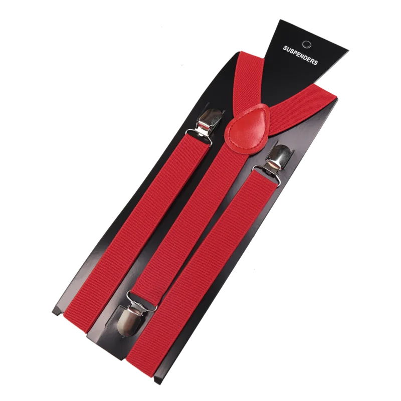 Unisex Elastic Leather Suspenders Braces Men Women Gift Black Blue Red Adjustable Straps for Wedding Suit Skirt Accessories Qme Red China Mainland