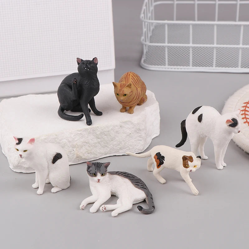 Mini Pet Cat Model Ornament Solid Simulation Animal Lying Orange Qme